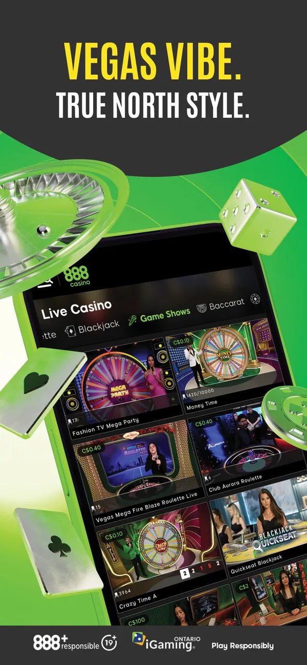 888casino Ontario app live casino lobby